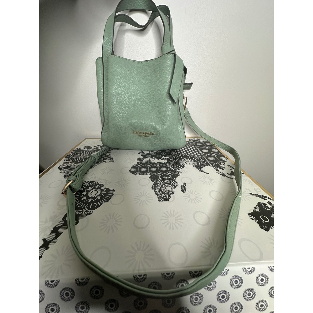 Kate Spade Mint Green Leather Bucket Crossbody Bag Purse Adjustable‎ Strap